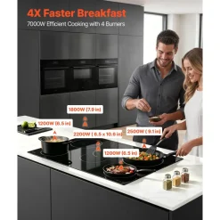 VEVOR Electric Cooktop 30inch 5 Burners Stove Top 8900W 220V No Plug, Ceramic Built-in Radiant Electric Stove , with 9 Power Levels, Timer, Child Lock, Over-Heat Guard, Touch Control