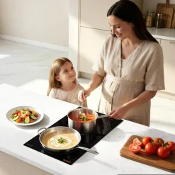 VEVOR Electric Cooktop 12inch 2 Burners Portable Stove Top 1800W 120V, Ceramic Countertop/Built-in Radiant Electric Stove, with 16 Power Levels, Timer, Child Lock, Over-Heat Guard, Touch Control