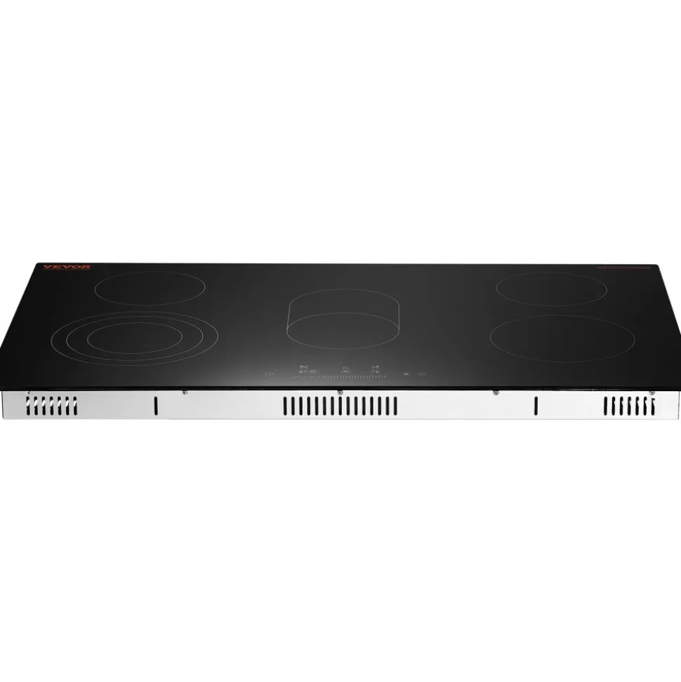 VEVOR Electric Cooktop, 24 inch 2 Burners Built-in Electric Stove Top, 1800W Ceramic Top Radiant Cooktop with Glass Panel, Touch Control, Timer, Child Lock, 9 Heat Level, Residual Heat Indicator, 120V