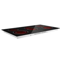 VEVOR Electric Cooktop 36inch 5 Burners Stove Top 8900W 220V No Plug, Ceramic Built-in Radiant Electric Stove , with 9 Power Levels, Timer, Child Lock, Over-Heat Guard, Touch Control