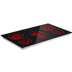 VEVOR Electric Cooktop 36inch 5 Burners Stove Top 8900W 220V No Plug, Ceramic Built-in Radiant Electric Stove , with 9 Power Levels, Timer, Child Lock, Over-Heat Guard, Touch Control