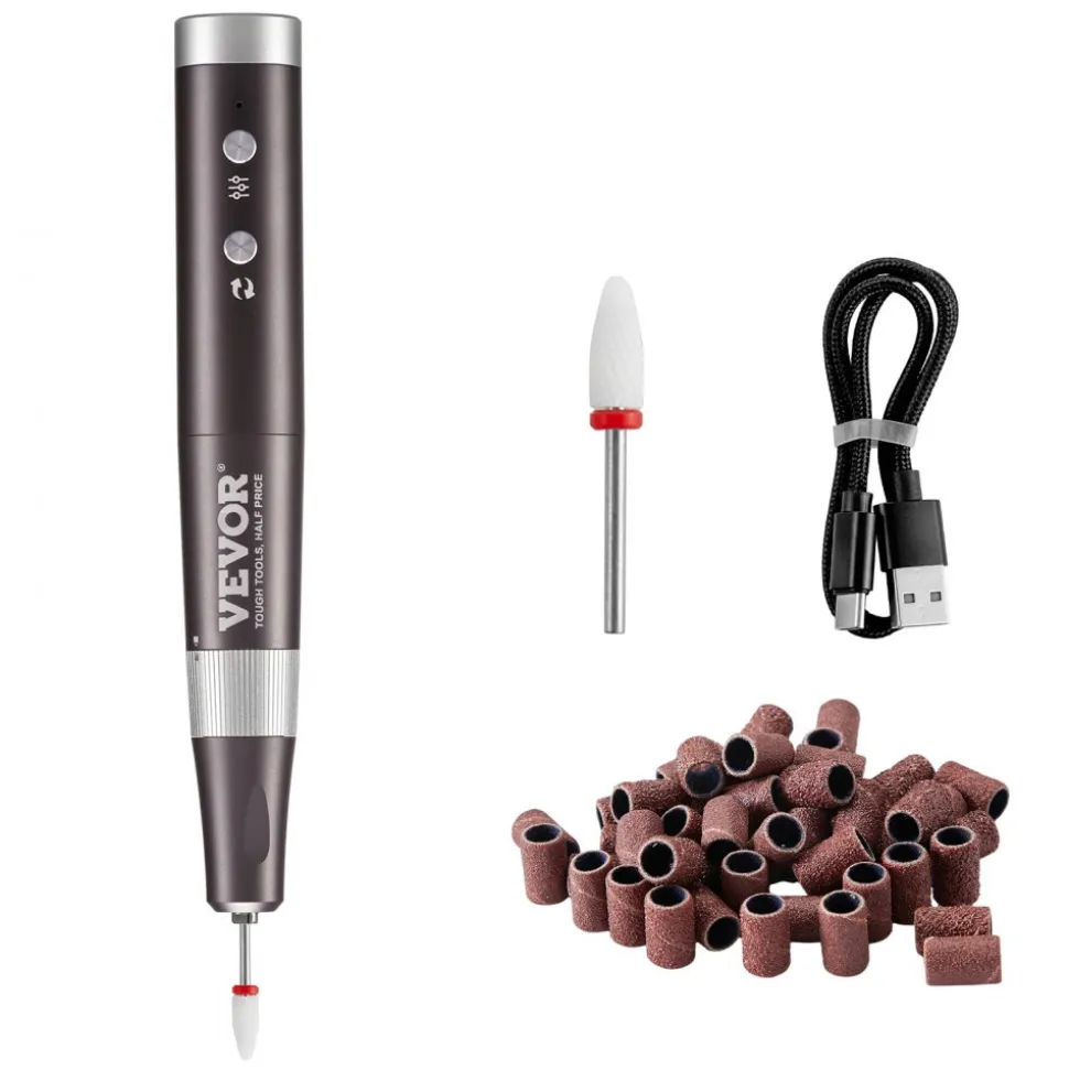 VEVOR Electric Cordless Nail Drill, 30,000RPM Variable-Speed Rechargeable Nail E File Machine, Portable Manicure Pedicure Polisher with 50PCS Sanding Bands for Dead Skin Removal, Nail Surface Smooth