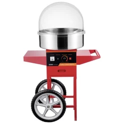 VEVOR Electric Cotton Candy Machine with Cart, 1000W Commercial Candy Floss Maker with Cover, Stainless Steel Bowl, Sugar Scoop and Drawer, Perfect for Home, Kids Birthday, Family Party, Red