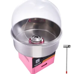 VEVOR Electric Cotton Candy Machine, 1000W Candy Floss Maker, Commercial Cotton Candy Machine with Stainless Steel Bowl, Sugar Scoop, and Cover, Perfect for Home Kids Birthday, Family Party Pink