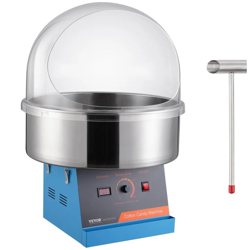 VEVOR Electric Cotton Candy Machine, 1000W Candy Floss Maker, Commercial Cotton Candy Machine with Cover, Stainless Steel Bowl, and Sugar Scoop, Perfect for Home Kids Birthday, Family Party (Blue)