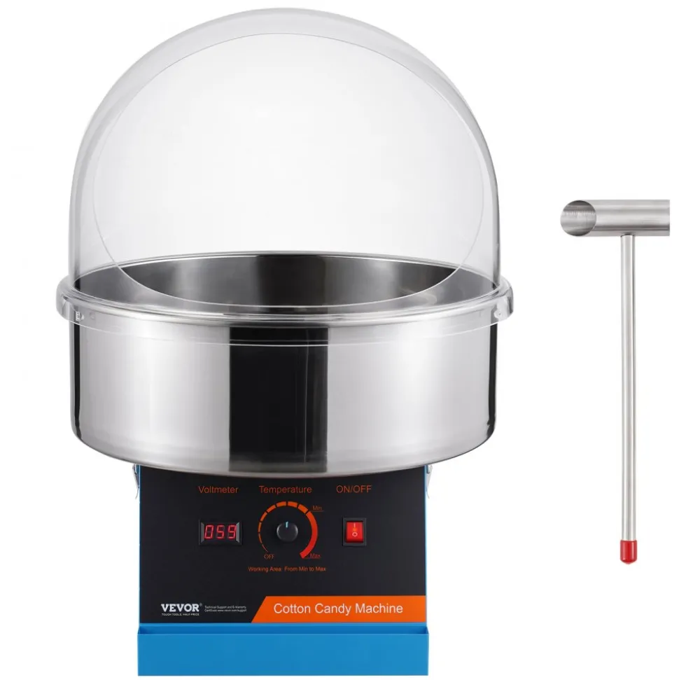 VEVOR Electric Cotton Candy Machine, 1000W Candy Floss Maker, Commercial Cotton Candy Machine with Cover, Stainless Steel Bowl, and Sugar Scoop, Perfect for Home Kids Birthday, Family Party (Blue)