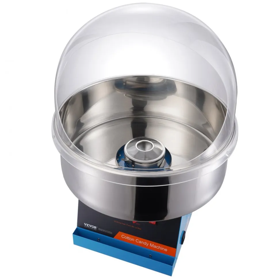 VEVOR Electric Cotton Candy Machine, 1000W Candy Floss Maker, Commercial Cotton Candy Machine with Cover, Stainless Steel Bowl, and Sugar Scoop, Perfect for Home Kids Birthday, Family Party (Blue)