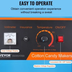 VEVOR Electric Cotton Candy Machine, 1000W Candy Floss Maker, Commercial Cotton Candy Machine with Cover, Stainless Steel Bowl, and Sugar Scoop, Perfect for Home Kids Birthday, Family Party (Red)