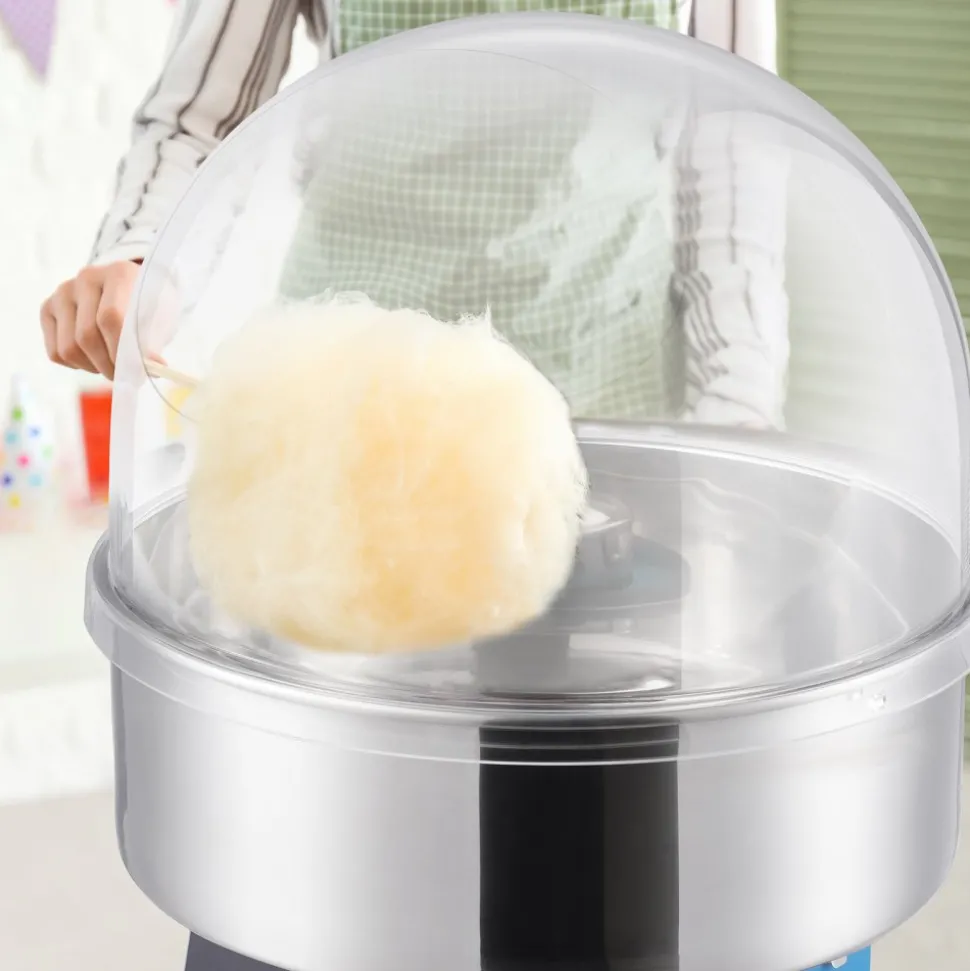 VEVOR Electric Cotton Candy Machine, 1000W Candy Floss Maker, Commercial Cotton Candy Machine with Cover, Stainless Steel Bowl, Sugar Scoop, Drawer, Perfect for Home Kids Birthday, Family Party, Blue