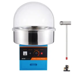 VEVOR Electric Cotton Candy Machine, 1000W Candy Floss Maker, Commercial Cotton Candy Machine with Cover, Stainless Steel Bowl, Sugar Scoop, Drawer, Perfect for Home Kids Birthday, Family Party, Blue