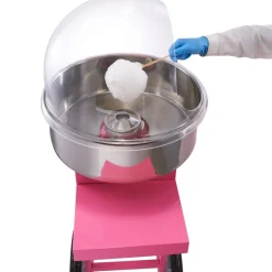 VEVOR Electric Cotton Candy Machine Cart with Bubble Cover Shield, 1000W Commercial Floss Maker with Stainless Steel Bowl, Sugar Scoop and Drawer, Perfect for Home, Kids Birthday, Family Party, Pink