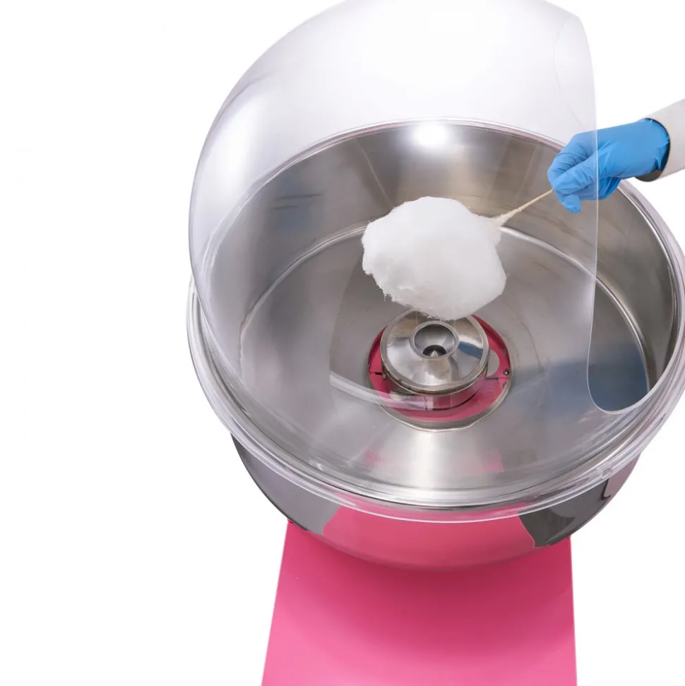 VEVOR Electric Cotton Candy Machine Cart with Bubble Cover Shield, 1000W Commercial Floss Maker with Stainless Steel Bowl, Sugar Scoop and Drawer, Perfect for Home, Kids Birthday, Family Party, Pink