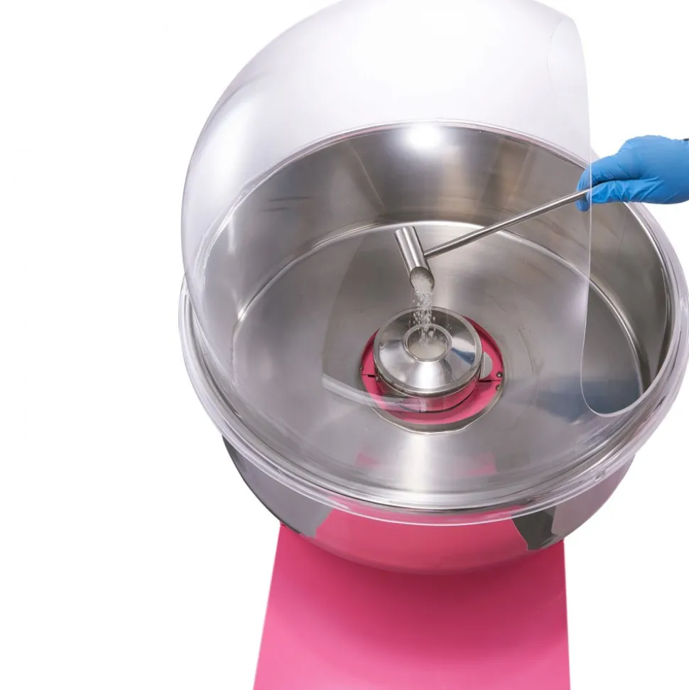 VEVOR Electric Cotton Candy Machine Cart with Bubble Cover Shield, 1000W Commercial Floss Maker with Stainless Steel Bowl, Sugar Scoop and Drawer, Perfect for Home, Kids Birthday, Family Party, Pink