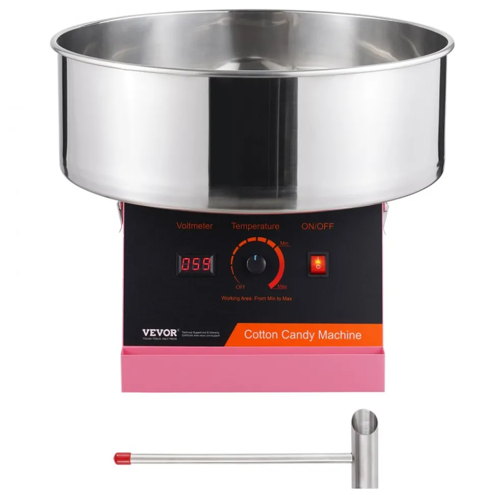 VEVOR Electric Cotton Candy Machine, 1000W Candy Floss Maker, Commercial Cotton Candy Machine with Stainless Steel Bowl, and Sugar Scoop, Perfect for Home Kids Birthday, Family Party (Pink)