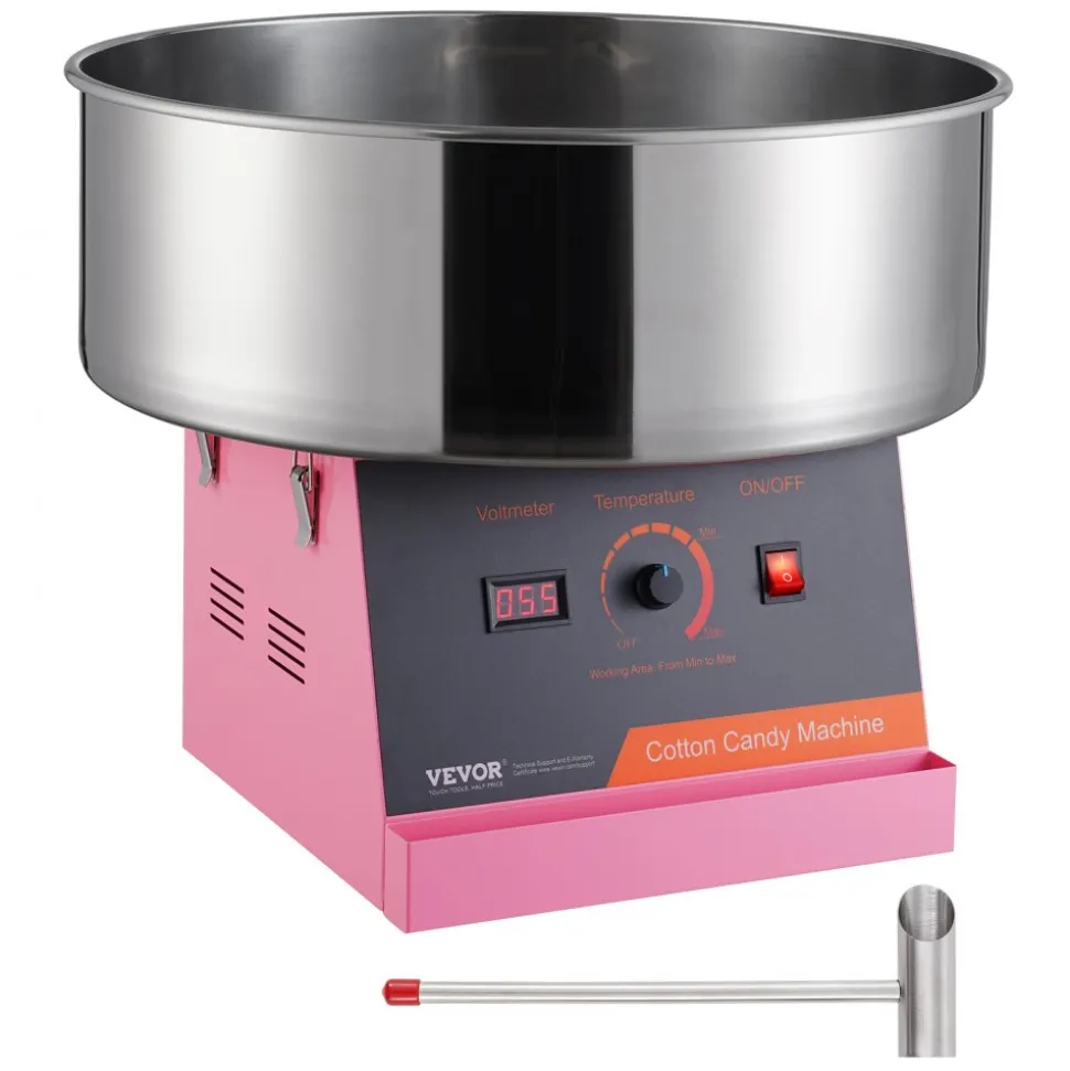 VEVOR Electric Cotton Candy Machine, 1000W Candy Floss Maker, Commercial Cotton Candy Machine with Stainless Steel Bowl, and Sugar Scoop, Perfect for Home Kids Birthday, Family Party (Pink)