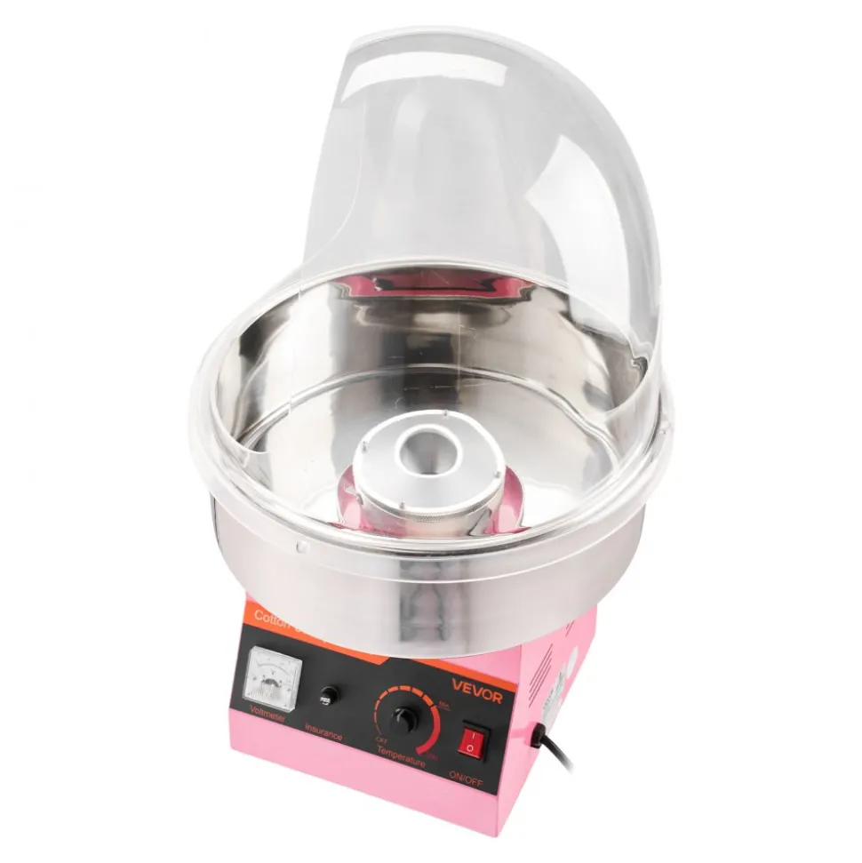 VEVOR Electric Cotton Candy Machine, 1000W Commercial Floss Maker With Cover, Commercial Cotton Candy Machine w/Stainless Steel Bowl & Sugar Scoop, Ideal for Carnival, Birthday, Family Party, Pink