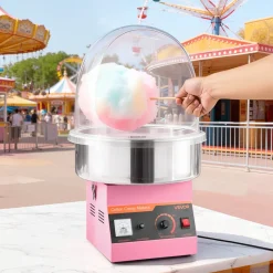 VEVOR Electric Cotton Candy Machine, 1000W Commercial Floss Maker With Cover, Commercial Cotton Candy Machine w/Stainless Steel Bowl & Sugar Scoop, Ideal for Carnival, Birthday, Family Party, Pink