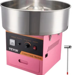 VEVOR Electric Cotton Candy Machine, 1000W Candy Floss Maker, Commercial Cotton Candy Machine with Stainless Steel Bowl, Sugar Scoop, and Drawer, Perfect for Home Kids Birthday, Family Party Pink