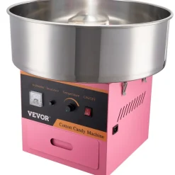 VEVOR Electric Cotton Candy Machine, 1000W Candy Floss Maker, Commercial Cotton Candy Machine with Stainless Steel Bowl, Sugar Scoop, and Drawer, Perfect for Home Kids Birthday, Family Party Pink