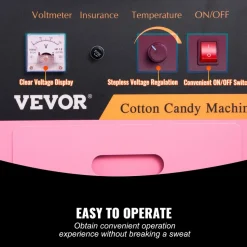 VEVOR Electric Cotton Candy Machine, 1000W Candy Floss Maker, Commercial Cotton Candy Machine with Stainless Steel Bowl, Sugar Scoop, and Drawer, Perfect for Home Kids Birthday, Family Party Pink