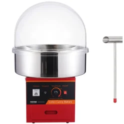 VEVOR Electric Cotton Candy Machine, 1000W Candy Floss Maker, Commercial Cotton Candy Machine with Cover, Stainless Steel Bowl, Sugar Scoop, Drawer, Perfect for Home Kids Birthday, Family Party, Red