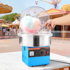 VEVOR Electric Cotton Candy Machine, 1000W Electric Floss Maker With Cover, Commercial Cotton Candy Machine w/Stainless Steel Bowl & Sugar Scoop, Ideal for Home, Carnival, Birthday, Family Party, Blue