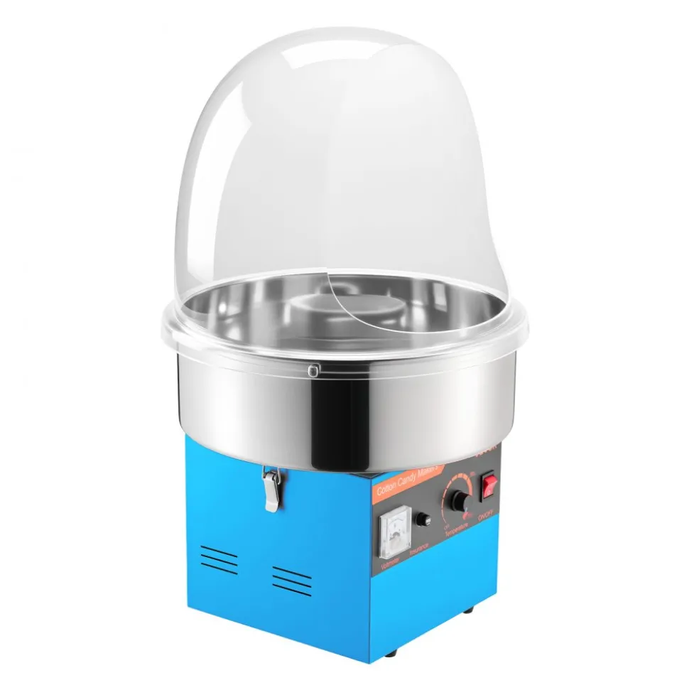 VEVOR Electric Cotton Candy Machine, 1000W Electric Floss Maker With Cover, Commercial Cotton Candy Machine w/Stainless Steel Bowl & Sugar Scoop, Ideal for Home, Carnival, Birthday, Family Party, Blue