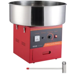 VEVOR Electric Cotton Candy Machine, 1000W Candy Floss Maker, Commercial Cotton Candy Machine with Stainless Steel Bowl, Sugar Scoop, and Drawer, Perfect for Home Kids Birthday, Family Party, Red