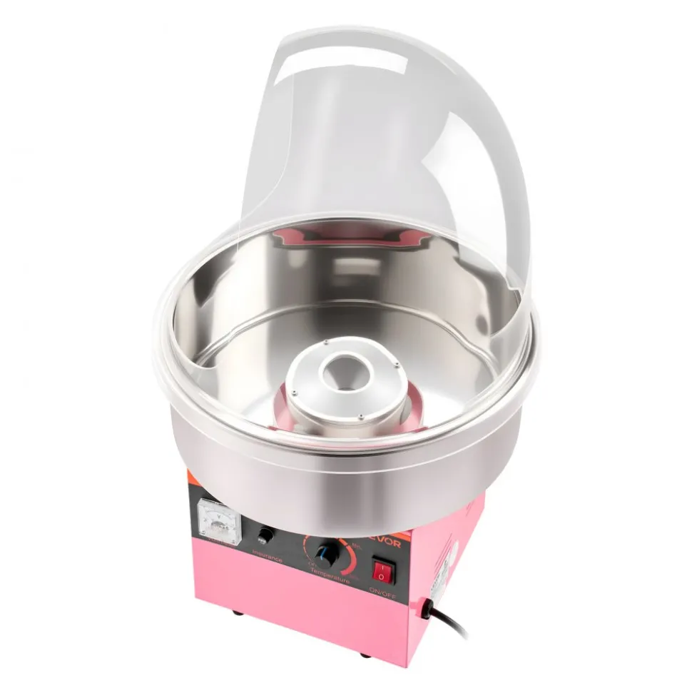 VEVOR Electric Cotton Candy Machine, 1000W Electric Floss Maker With Cover, Commercial Cotton Candy Machine w/Stainless Steel Bowl & Sugar Scoop, Ideal for Home, Carnival, Birthday, Family Party, Pink