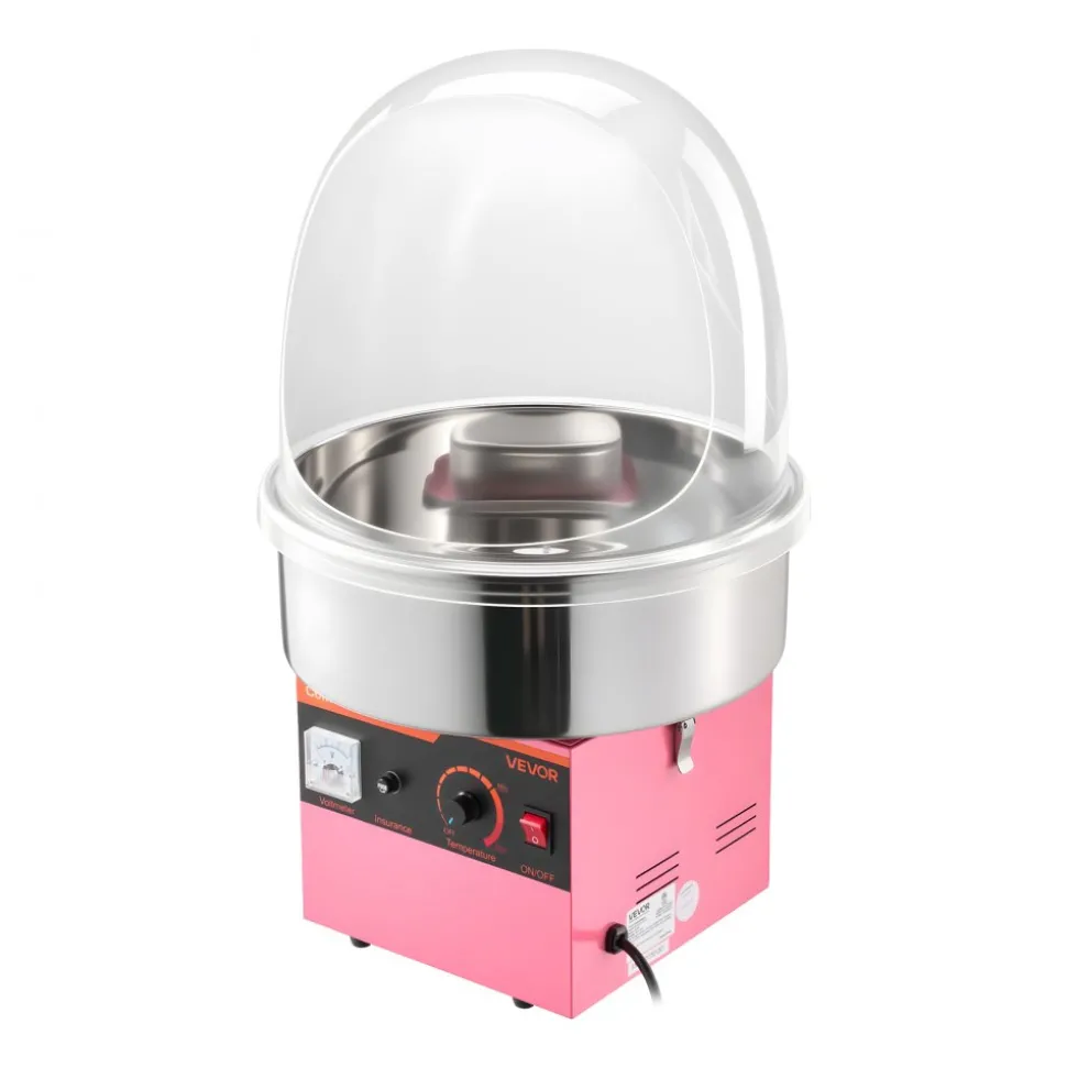VEVOR Electric Cotton Candy Machine, 1000W Electric Floss Maker With Cover, Commercial Cotton Candy Machine w/Stainless Steel Bowl & Sugar Scoop, Ideal for Home, Carnival, Birthday, Family Party, Pink
