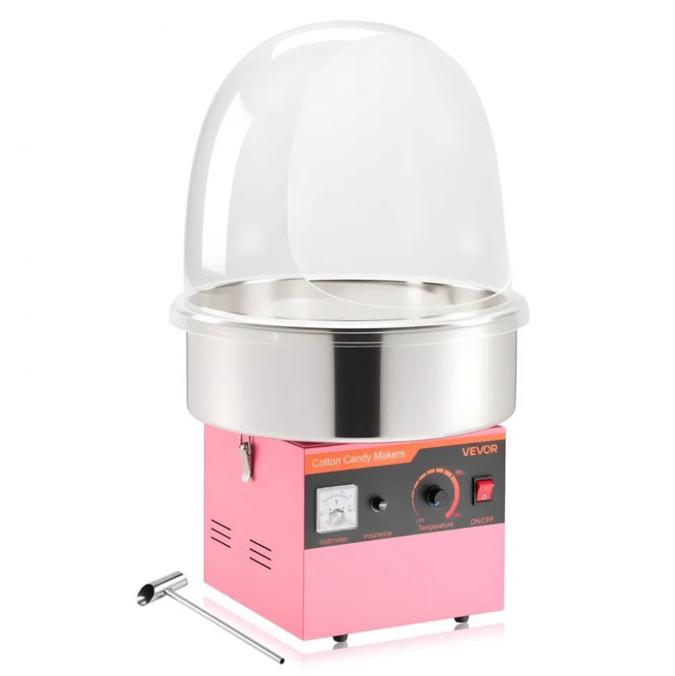 VEVOR Electric Cotton Candy Machine, 1000W Electric Floss Maker With Cover, Commercial Cotton Candy Machine w/Stainless Steel Bowl & Sugar Scoop, Ideal for Home, Carnival, Birthday, Family Party, Pink