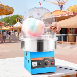 VEVOR Electric Cotton Candy Machine, 1000W Commercial Floss Maker With Cover, Commercial Cotton Candy Machine w/Stainless Steel Bowl & Sugar Scoop, Ideal for Carnival, Birthday, Family Party, Blue