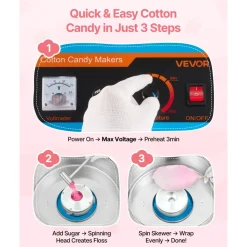 VEVOR Electric Cotton Candy Machine, 1000W Commercial Floss Maker With Cover, Commercial Cotton Candy Machine w/Stainless Steel Bowl & Sugar Scoop, Ideal for Carnival, Birthday, Family Party, Blue