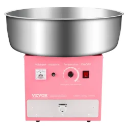 VEVOR Electric Cotton Candy Machine, 1000W Commercial Candy Floss Maker with 20.5 in Stainless Steel Bowl, Sugar Scoop, and Drawer, Easy Home Use, Perfect for Kids Birthday, Family Party, Pink