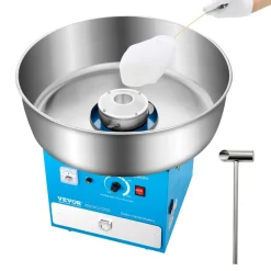 VEVOR Electric Cotton Candy Machine, 1000W Commercial Candy Floss Maker with 20.5 in Stainless Steel Bowl, Sugar Scoop, and Drawer, Easy Home Use, Perfect for Kids Birthday, Family Party, Blue