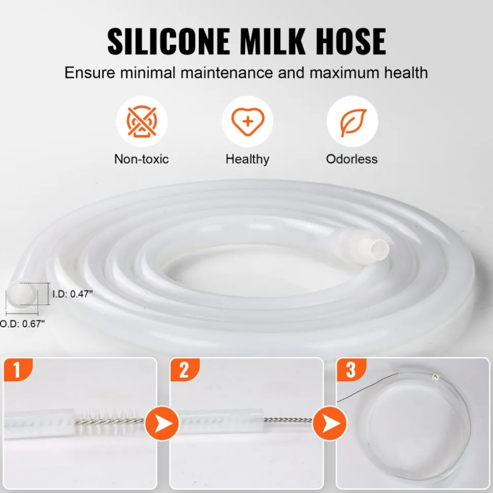 VEVOR Electric Cow Milking Machine, 6.6 Gal / 25 L 304 Stainless Steel Bucket, Automatic Pulsation Vacuum Milker, Portable Milker with Food-grade Silicone Cups and Tubes, Adjustable Pressure