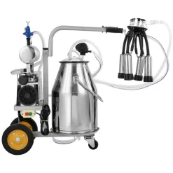 VEVOR Electric Cow Milking Machine, 6.6 Gal / 25 L 304 Stainless Steel Bucket, Automatic Pulsation Vacuum Milker, Portable Milker with Food-grade Silicone Cups and Tubes, Adjustable Pressure