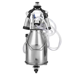 VEVOR Electric Cow Milking Machine, 6.6 Gal / 25 L 304 Stainless Steel Bucket, Automatic Pulsation Vacuum Milker, Portable Milker with Food-grade Silicone Cups and Tubes, Adjustable Pressure