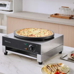VEVOR Electric Crepe Maker, 16-Inch Commercial Crepe Machine, 1700W Flat Plate Crepe Griddle, Nonstick Stainless Steel Pancake Making Machine, Desktop Circular Cereals Pancake Stove with Temp Control