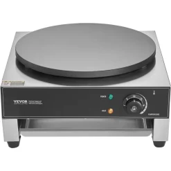 VEVOR Electric Crepe Maker, 16-Inch Commercial Crepe Machine, 1700W Flat Plate Crepe Griddle, Nonstick Stainless Steel Pancake Making Machine, Desktop Circular Cereals Pancake Stove with Temp Control