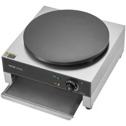 VEVOR Electric Crepe Maker, 16-Inch Commercial Crepe Machine, 1700W Flat Plate Crepe Griddle, Nonstick Stainless Steel Pancake Making Machine, Desktop Circular Cereals Pancake Stove with Temp Control