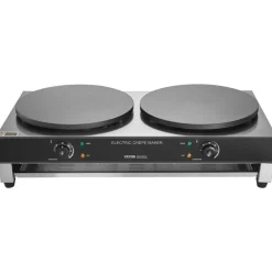 VEVOR Electric Crepe Maker, 16-Inch Double Head Commercial Crepe Machine, 3400W Flat Plate Crepe Griddle, Nonstick Stainless Steel Pancake Making, Desktop Circular Cereals Pancake Stove, AC120V 60Hz