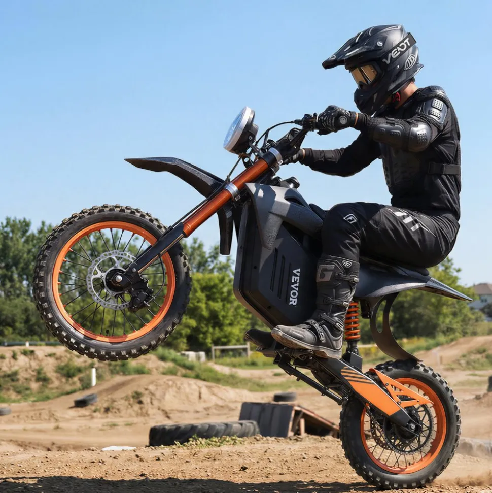 VEVOR Electric Dirt Bike for Teens Adults, 2000W Motor, 31 MPH Speed, 31 Miles Max Range, 48V 22.5Ah Battery, Off-Road Motorcycle with Light, Display, Dual Suspension & Hydraulic Brakes for Age 14+