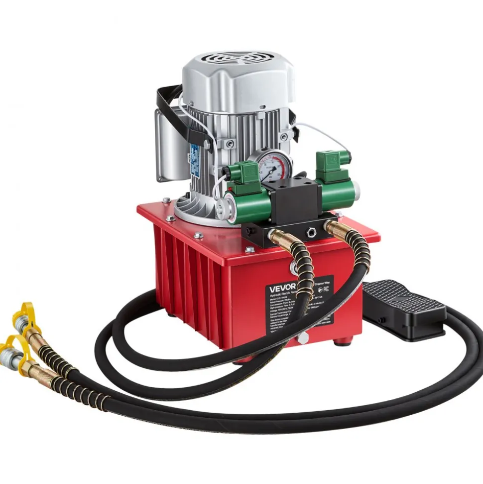 VEVOR Electric Driven Hydraulic Pump, 750W 10,000 PSI, 120V Double Acting Hydraulic Pump Power Pack Unit, Solenoid Valve with Pedal Switch, 2.1 Gal / 8L, for Punching, Bending, Double Acting Cylinders