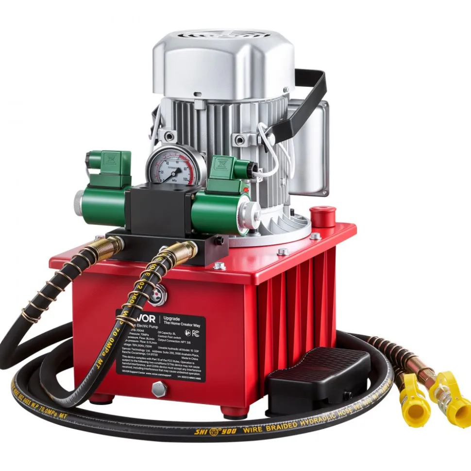 VEVOR Electric Driven Hydraulic Pump, 750W 10,000 PSI, 120V Double Acting Hydraulic Pump Power Pack Unit, Solenoid Valve with Pedal Switch, 2.1 Gal / 8L, for Punching, Bending, Double Acting Cylinders