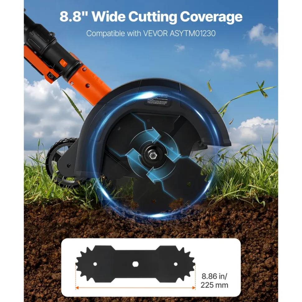 VEVOR Electric Edger Blades, 8.8-inch Length, 3-Pack Replacement Blades, 65Mn High-Carbon Steel with Electrophoretic Coating, Multi-Serrated Sharp Edge, Compatible with the VEVOR ASYTM01230 Edger
