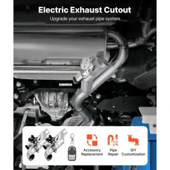 VEVOR Electric Exhaust Cutout, 2.5 Inch 2PCS Universal Stainless Steel Exhaust Valve Kit with One Controller Remote Kit, Cut Out Valve, Y Pipe, Remote Control, Fits Trucks, Sedans, Sports Cars, SUVs