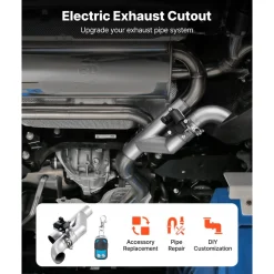 VEVOR Electric Exhaust Cutout, 2.5 Inch Universal Stainless Steel Exhaust Valve Kit with One Controller Remote Kit, Cut Out Valve, Y Pipe, Remote Control & Box, Fits Trucks, Sedans, Sports Cars, SUVs