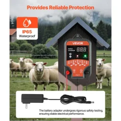 VEVOR Electric Fence Charger, 10kV 3J, AC DC Electric Fence Energizer with LED Indicator, 1.86 Miles Range, Powerful Plug-in Fences Charger, Prevents Wild Animals Intrusion for Livestock Poultry