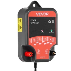 VEVOR Electric Fence Charger, 10kV 2J, AC DC Electric Fence Energizer with LED Indicator, 1.86 Miles Range, Powerful Plug-in Fences Charger, Prevents Wild Animals Intrusion for Livestock Poultry